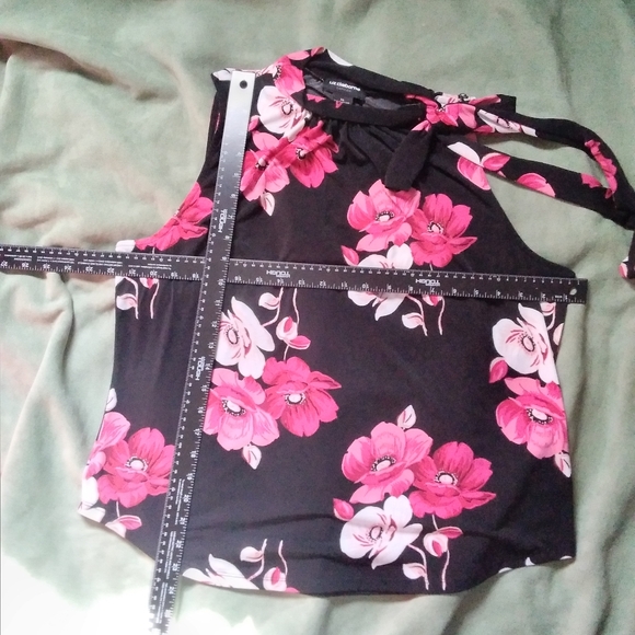 LIz Claiborne floral sleeveless tie neck career dressy blouse shirt top … - Picture 10 of 12